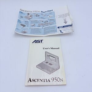 Vintage AST Ascentia 950N User Manual & Quick Start Guide Laptop Notebook